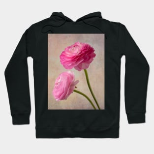 Two Wonderful Pink Textured Ranunculus Hoodie